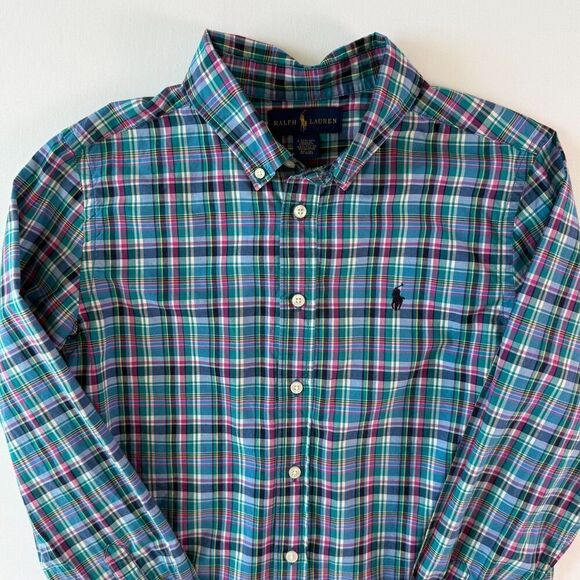 Ralph Lauren Other - Ralph Lauren BOYS Long Sleeve Button Down Sz. L (14-16) Plaid Blue Pink Green